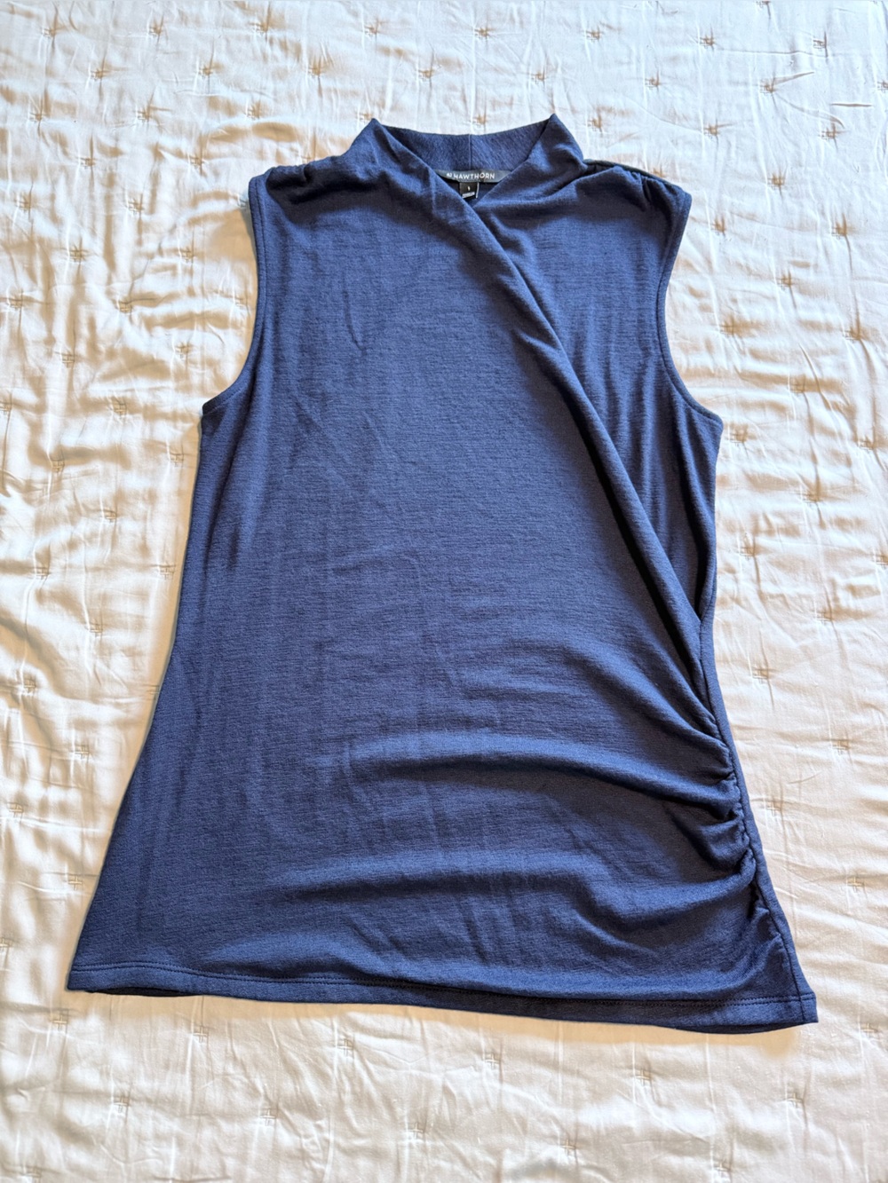 41 Hawthorn Sleeveless Mock Neck Knitted Top in Navy